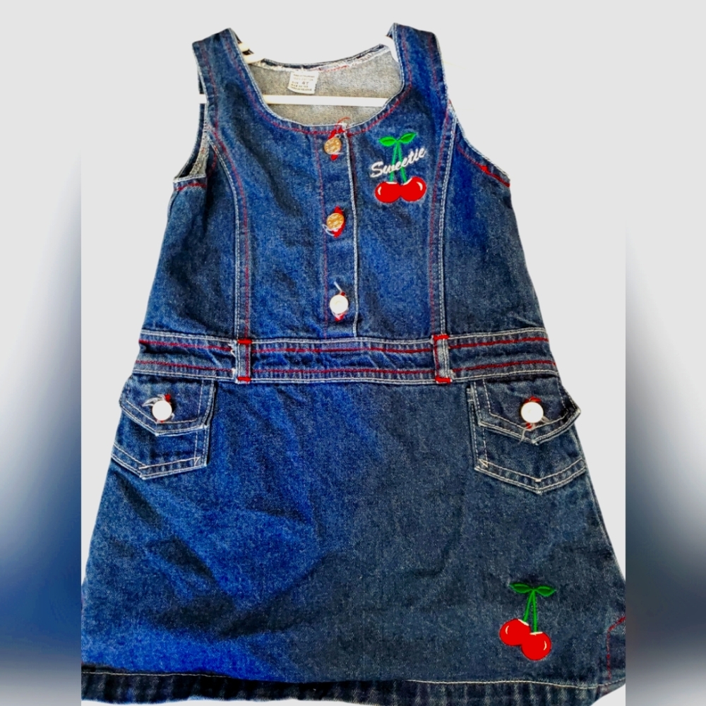 Cherry Denim Dress 4T